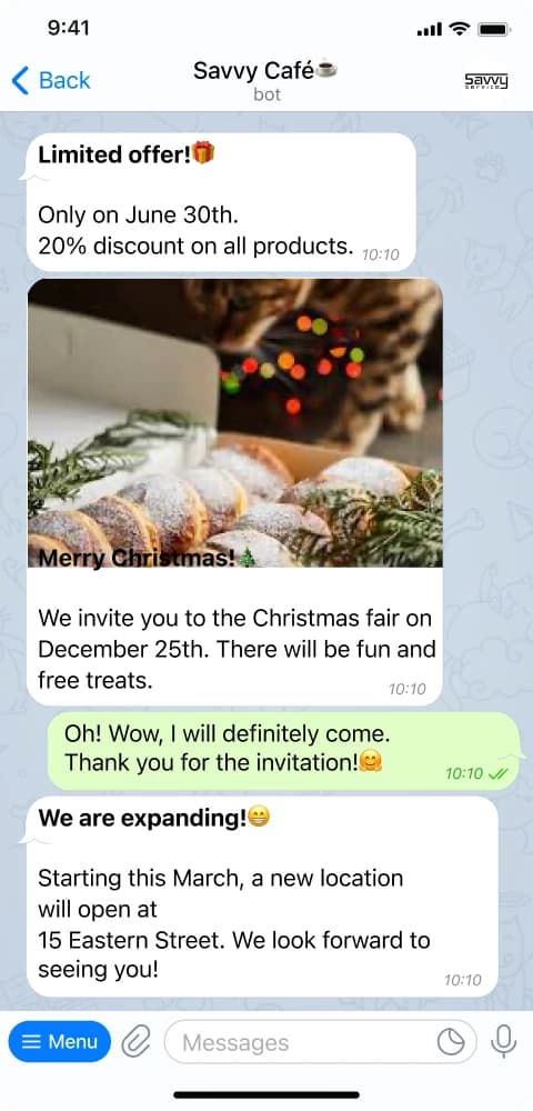 Quick communication with customers in Savvy loyalty program